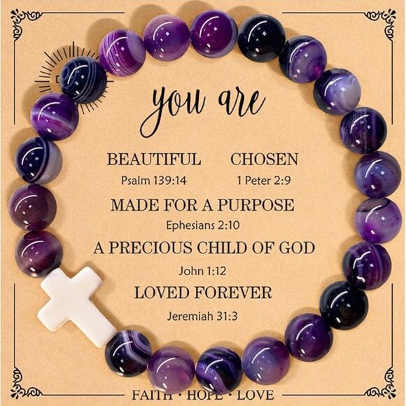Handcrafted Women Cross Bracelet, Inspirational Religious Special Keepsake - Picture 1 of 6